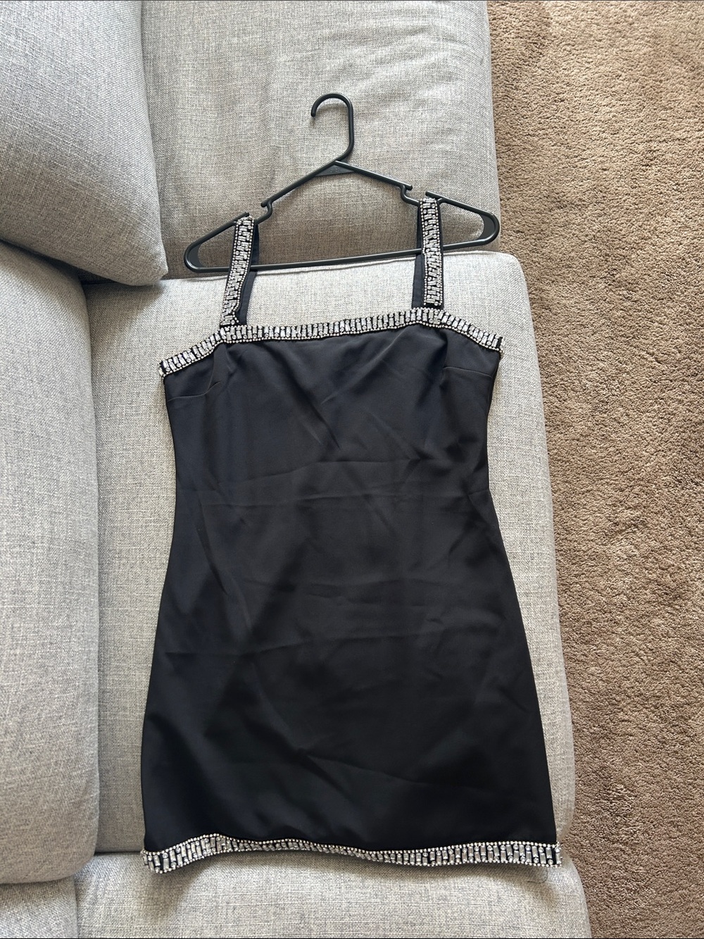 House of Harlow 1960 Black Mini Dress with Crystal-Trim Straps